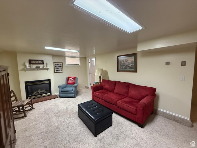 5140 S 2175 W, Roy, UT 84067 - carpeted living room featuring a glass covered fireplace and baseboards