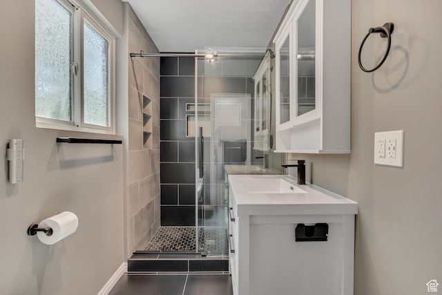 2140 E 3000 N, Layton, UT 84040 - full bathroom with a shower stall, vanity, and tile patterned floors