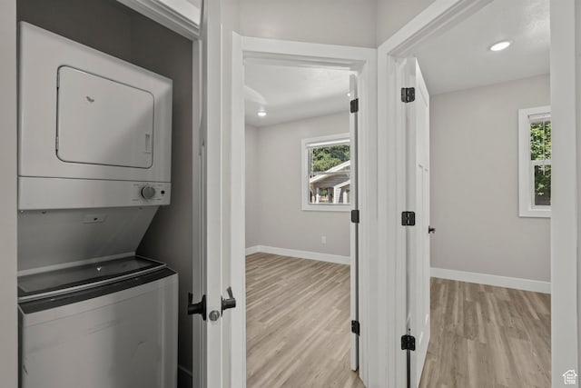 791 W 100 S, Provo, UT 84601 - laundry room with stacked washer / drying machine and light wood-style floors