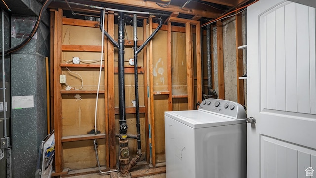 2075 Sorrento Dr, Woods Cross, UT 84087 - unfinished below grade area with washer / clothes dryer and heating unit