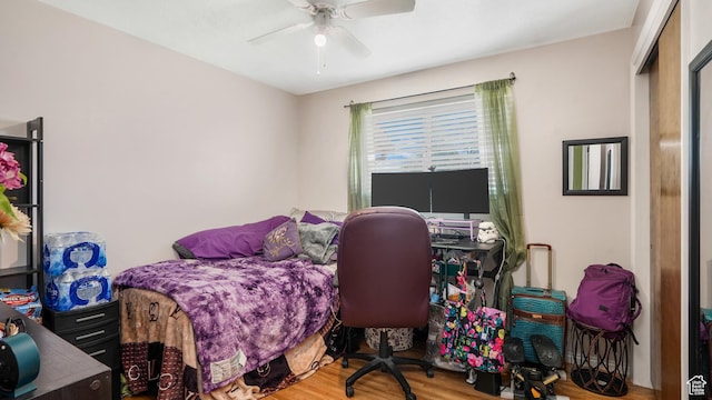 2075 Sorrento Dr, Woods Cross, UT 84087 - bedroom with wood finished floors and ceiling fan