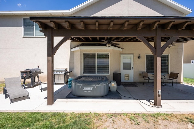 6733 W Mary Leizan Ln, Herriman, UT 84096 - view of patio / terrace featuring a ceiling fan and area for grilling