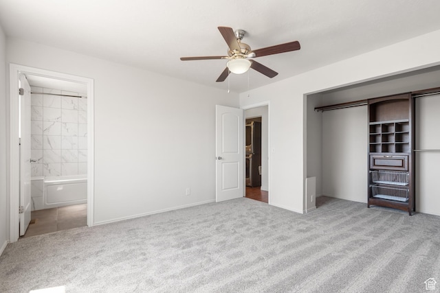 5131 W Parr Dr, West Jordan, UT 84081 - unfurnished bedroom with carpet, a closet, ceiling fan, and ensuite bathroom
