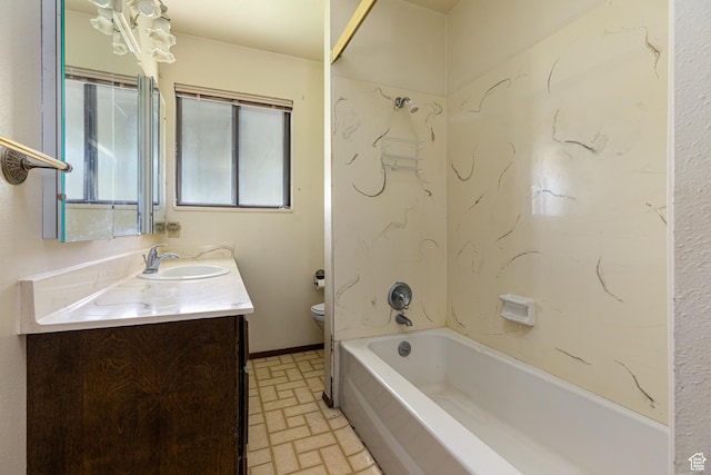 437 S 100 W, Kanab, UT 84741 - full bath featuring vanity, brick patterned flooring, and shower / bathtub combination
