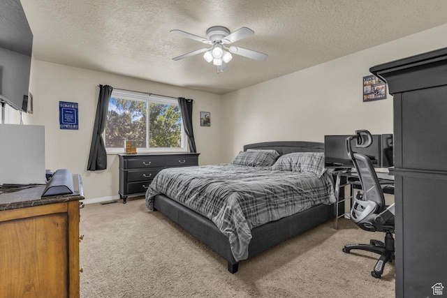 158 N Walton Ct W, North Salt Lake, UT 84054 - bedroom with carpet flooring, a textured ceiling, an office area, and a ceiling fan