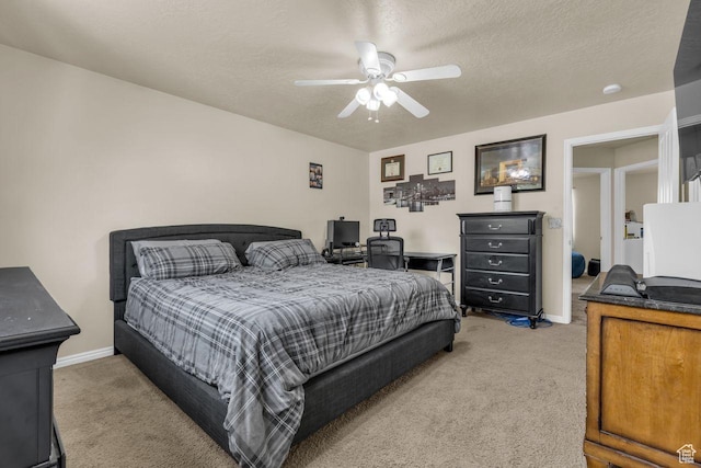 158 N Walton Ct W, North Salt Lake, UT 84054 - bedroom with light carpet, a ceiling fan, and a textured ceiling