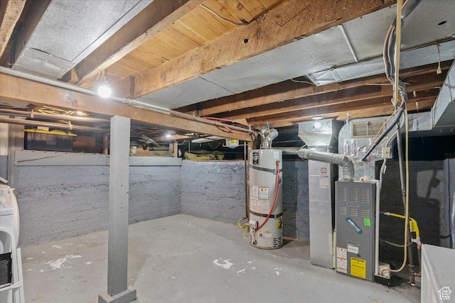 851 E Elm Ave, Salt Lake City, UT 84106 - unfinished below grade area featuring strapped water heater, heating unit, and washer / dryer