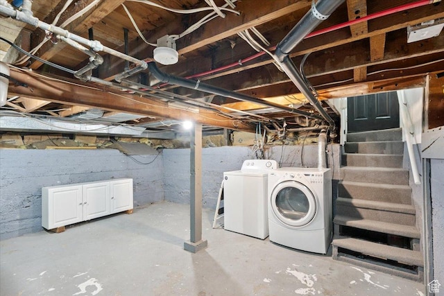851 E Elm Ave, Salt Lake City, UT 84106 - unfinished basement featuring independent washer and dryer and stairs