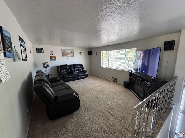 631 W Main St W, Wellington, UT 84542 - living room featuring carpet flooring and a textured ceiling