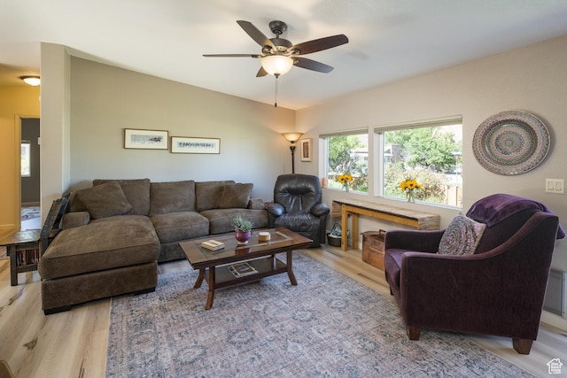 460 E Bowen Cir, Moab, UT 84532 - living room with light wood-type flooring and ceiling fan
