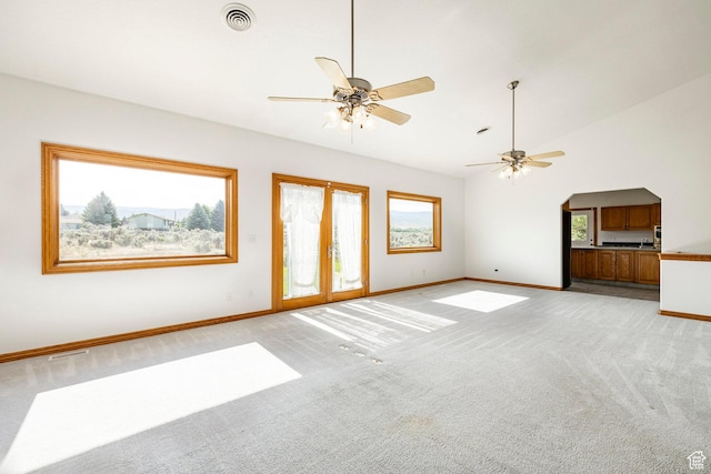 3787 E 1200 S, Heber City, UT 84032 - empty room featuring light colored carpet, ceiling fan, and high vaulted ceiling