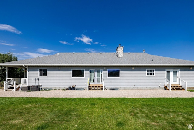 3787 E 1200 S, Heber City, UT 84032 - back of property with entry steps, a yard, and roof with shingles