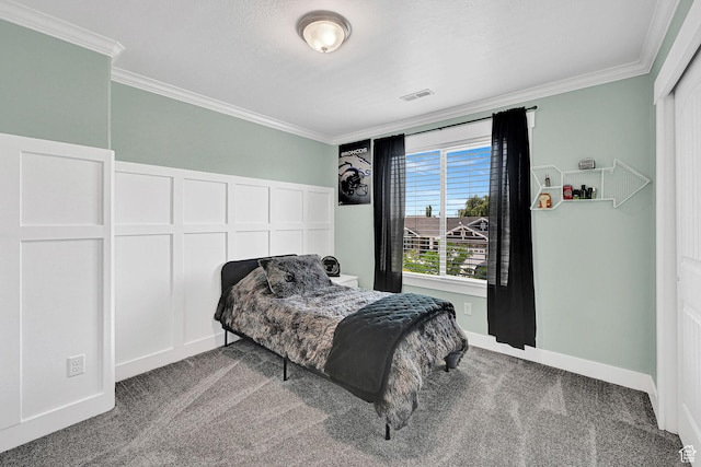 874 W Steeple Chase Dr, Kaysville, UT 84037 - bedroom with ornamental molding and carpet