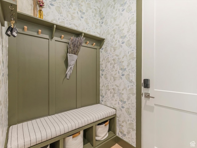 1783 E Bermondsey Ct, Holladay, UT 84117 - mudroom featuring wallpapered walls and baseboards