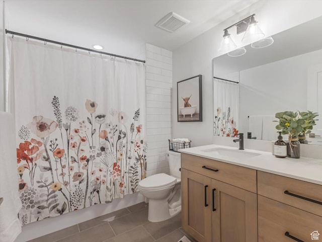 1783 E Bermondsey Ct, Holladay, UT 84117 - full bathroom with vanity, tile patterned flooring, and a shower with curtain