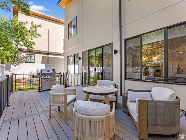 1783 E Bermondsey Ct, Holladay, UT 84117 - wooden terrace with a grill and an outdoor hangout area