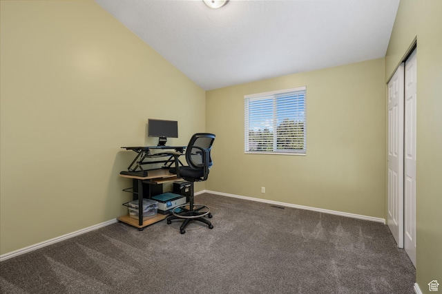 823 Creek Ln, Farmington, UT 84025 - unfurnished office with carpet flooring and lofted ceiling