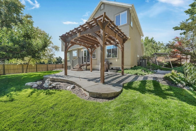 823 Creek Ln, Farmington, UT 84025 - back of property featuring a pergola, stucco siding, and a patio area