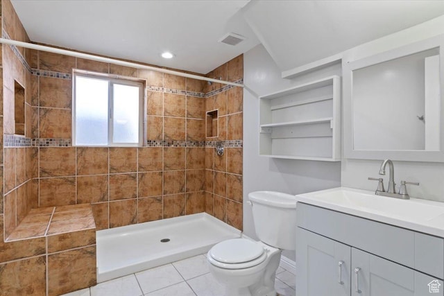 3221 W 6920 S, West Jordan, UT 84084 - bathroom with vanity, a tile shower, and tile patterned floors