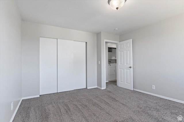 3221 W 6920 S, West Jordan, UT 84084 - unfurnished bedroom featuring washer / clothes dryer, carpet floors, and a closet