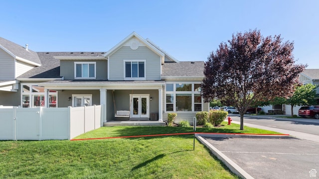7873 S Farm House Ln E, Midvale, UT 84047 - back of house with french doors, roof with shingles, uncovered parking, and stucco siding
