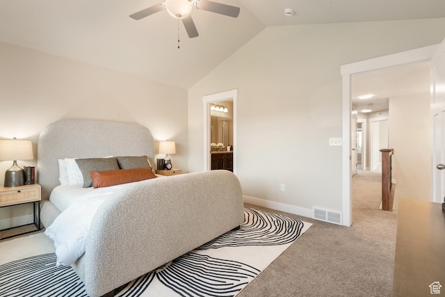 7873 S Farm House Ln E, Midvale, UT 84047 - bedroom with carpet floors, ensuite bath, a ceiling fan, and high vaulted ceiling