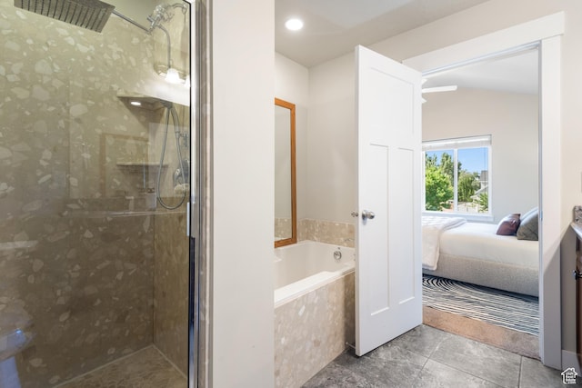 7873 S Farm House Ln E, Midvale, UT 84047 - bathroom featuring ensuite bath, a garden tub, a tile shower, and tile patterned floors