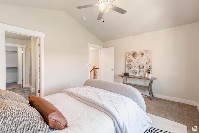 7873 S Farm House Ln E, Midvale, UT 84047 - bedroom with vaulted ceiling, carpet, and a ceiling fan