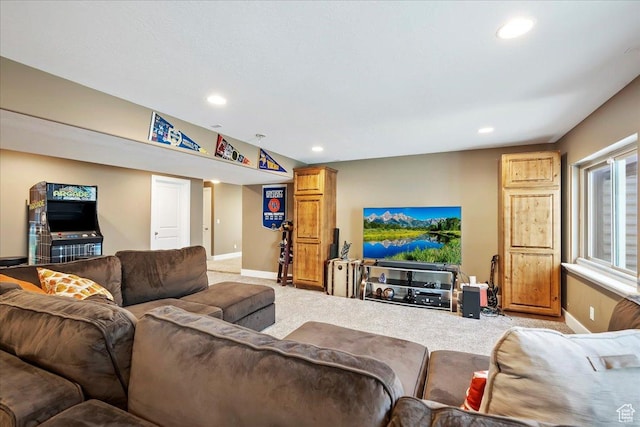 3695 S 3525 W, West Haven, UT 84401 - living room featuring light carpet and recessed lighting