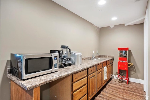 3695 S 3525 W, West Haven, UT 84401 - bar area with stainless steel microwave, light wood-type flooring, and recessed lighting