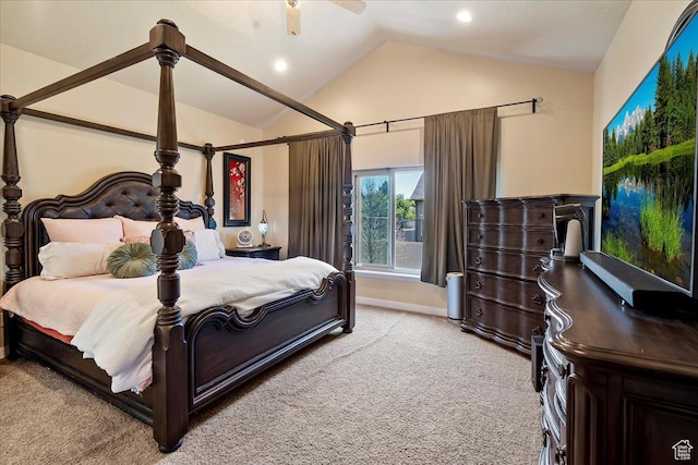 3695 S 3525 W, West Haven, UT 84401 - bedroom with light carpet, lofted ceiling, and recessed lighting
