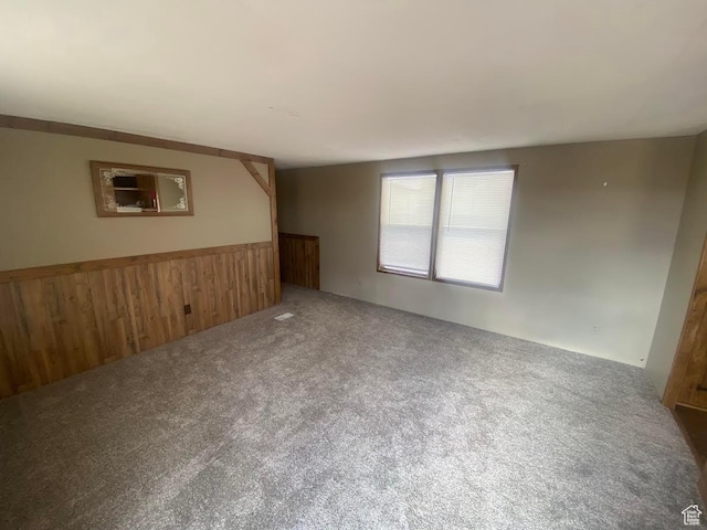 313 E 800 N, Duchesne, UT 84021 - spare room featuring carpet, wainscoting, and wooden walls