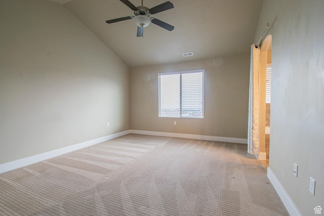 1233 E Upland Dr S Unit 112, Tooele, UT 84074 - unfurnished bedroom featuring vaulted ceiling, light colored carpet, and ceiling fan