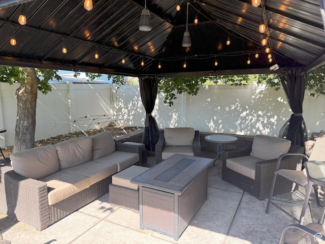 663 E 485 S, Orem, UT 84097 - fenced backyard featuring a gazebo, an outdoor living space, and a patio