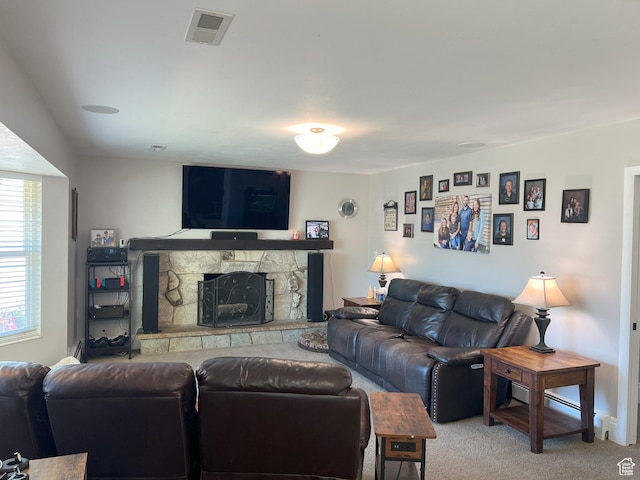 663 E 485 S, Orem, UT 84097 - living room with light colored carpet and a stone fireplace