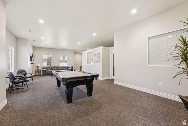 8229 S Resaca Dr Unit D11, Sandy, UT 84070 - rec room featuring carpet flooring, recessed lighting, and billiards table