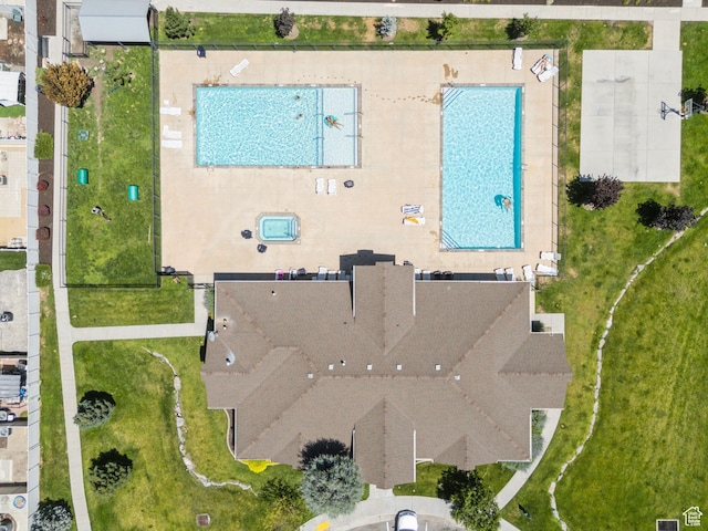 8229 S Resaca Dr Unit D11, Sandy, UT 84070 - aerial overview of property's location featuring a pool area
