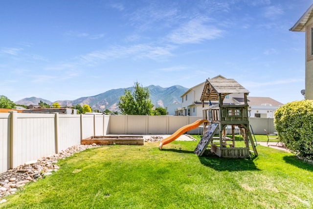 2343 E 1580 S, Spanish Fork, UT 84660 - view of playground with a fenced backyard and a mountain view