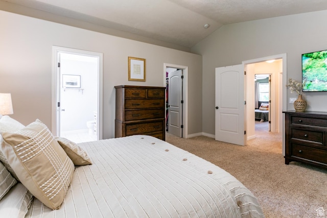 2343 E 1580 S, Spanish Fork, UT 84660 - bedroom with lofted ceiling, carpet, a walk in closet, and ensuite bath