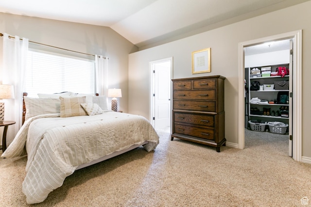 2343 E 1580 S, Spanish Fork, UT 84660 - bedroom featuring a walk in closet, lofted ceiling, and light carpet