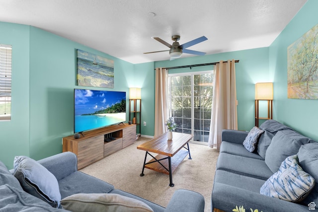 2103 N Aurora Way, Saratoga Springs, UT 84045 - carpeted living room with ceiling fan