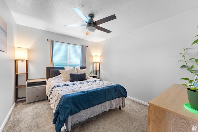2103 N Aurora Way, Saratoga Springs, UT 84045 - bedroom with light carpet, a textured ceiling, and ceiling fan