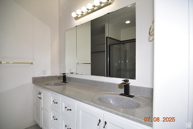107 W High Sierra Dr, Elk Ridge, UT 84651 - bathroom featuring double vanity and an enclosed shower