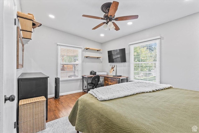 555 E 400 N, Springville, UT 84663 - bedroom with multiple windows, wood finished floors, a ceiling fan, and recessed lighting