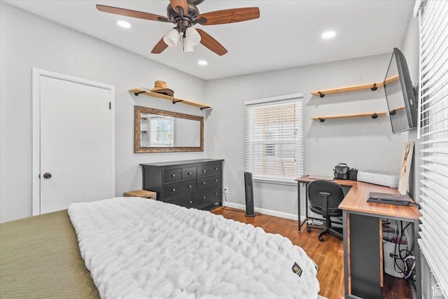 555 E 400 N, Springville, UT 84663 - bedroom featuring wood finished floors, a desk, recessed lighting, and a ceiling fan