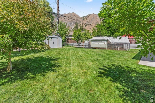 555 E 400 N, Springville, UT 84663 - view of yard featuring a storage unit and a mountain view