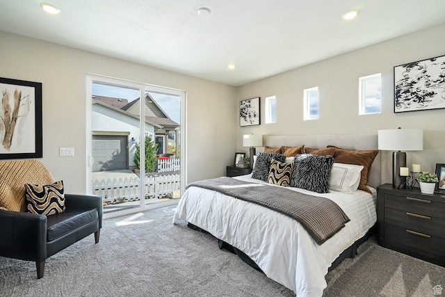6181 W Franciscotti Dr Unit 521, South Jordan, UT 84009 - carpeted bedroom with access to exterior, multiple windows, and recessed lighting