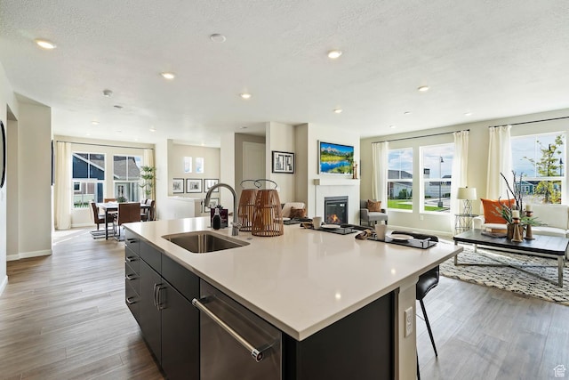 6181 W Franciscotti Dr Unit 521, South Jordan, UT 84009 - kitchen with dishwasher, light wood-type flooring, open floor plan, plenty of natural light, and recessed lighting