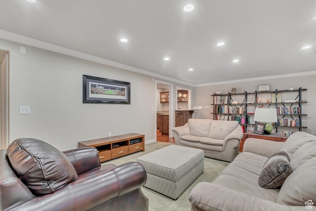 10768 N Fiddlesticks Lot 30, Cedar Hills, UT 84062 - living room featuring ornamental molding, recessed lighting, and light colored carpet