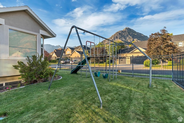 10768 N Fiddlesticks Lot 30, Cedar Hills, UT 84062 - view of yard with a playground, a mountain view, and a residential view